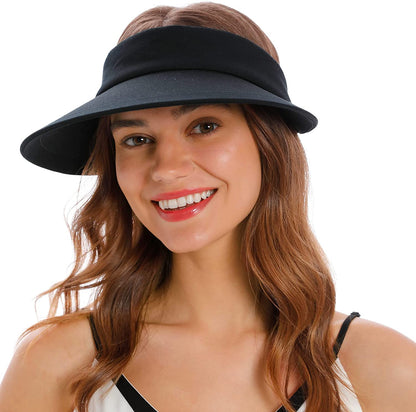 Women'S UPF 50+ UV Protection Wide Brim Beach Sun Visor Hat