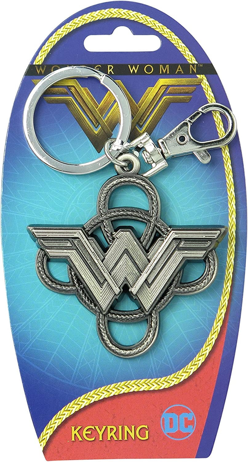 Wonder Woman Logo with Lasso Pewter Key Ring Key Accessory,Multi-Colored,3"