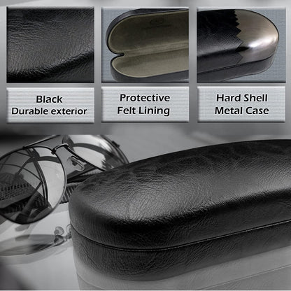 Hard Sunglasses Cases for Large to Oversized Frames with Cleaning Cloth